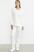 Taş Detaylı Sıfır Yaka  Eşofman Takım - Ekru thumbnail 3