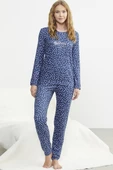 Desenli Yumoş Pijama Takım - Mavi - 1