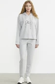 Baskı Detaylı Kapüşonlu Eşofman Takım - Gri thumbnail 1