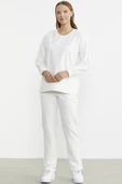 Taş Detaylı Sıfır Yaka  Eşofman Takım - Ekru thumbnail 1