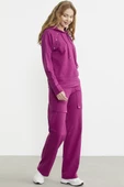 Kapüşonlu Oversize Eşofman Takım - Fuşya thumbnail 4
