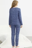 Desenli Yumoş Pijama Takım - Mavi - 4