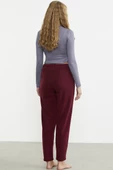 Paça Detaylı Polar Eşofman Altı - Bordo - 5