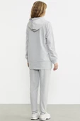 Kapüşonlu Etek Ucu Örme Detaylı Eşofman Takım - Gri thumbnail 6