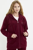 Kapüşonlu Polar Tunik Eşofman Takım - Bordo thumbnail 5