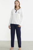 Renk Geçişli Rahat Kalıp Pijama Takım - Lacivert - 1