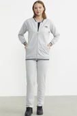 Fermuarlı  Örme Kombinli Eşofman Takım - Gri thumbnail 3