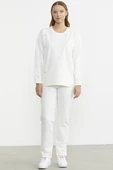 Taş Detaylı Sıfır Yaka  Eşofman Takım - Ekru thumbnail 2