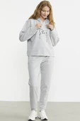 Baskı Detaylı Kapüşonlu Eşofman Takım - Gri thumbnail 3