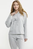 Baskı Detaylı Kapüşonlu Eşofman Takım - Gri thumbnail 2