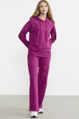 Kapüşonlu Oversize Eşofman Takım - Fuşya thumbnail 3