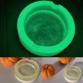 Sedefli Beyaz Renk Yuvarlak Yeşil Neon Renkli Fosforlu Epoksi Küllük El Yapımı Hediyelik - 1