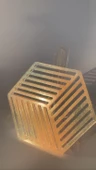 Turuncu Renkli Simli Süslemeli Bardak Altlığı Geometrik Desen El Yapımı Epoksi Hediyelik - 8