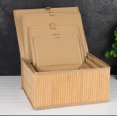 4'lü Bambu Sepet Çok Amaçlı Saklama Kutusu Seti Düzenleyici Organizer - 4