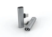 Syrox DT30T-TA Maxi Type-C - 1xType-C + 1x3.5mm AUX Ses ve Şarj Ayırıcı Dönüştürücü - Gri thumbnail 1