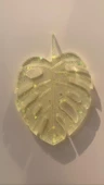 Transparan Sarı Renkli Glitterli Bardak Altlığı Yaprak Desen El Yapımı Epoksi Hediyelik - 7