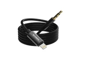 Syrox DT24L-J Lightning - 3.5mm AUX 1mt Dönüştürücü Ses Kablosu - Siyah - 1