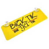Bıktık Ya Bık Tık Yazılı Sarı Dekor Plaka Vantuzlu Cam Süsü 22x7.5cm - 1