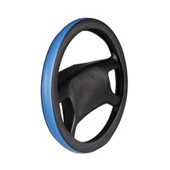 Deri Direksiyon Kılıfı Geçme Çemberli Siyah Mavi F-58 - 1