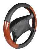 Deri Direksiyon Kılıfı Geçme 4 Parça Siyah Kahverengi F-87 - 1