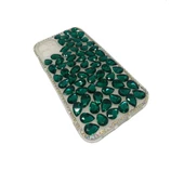 iPhone 11 Uyumlu Damla Taşlı Şeffaf Telefon Kılıfı Yeşil - 1