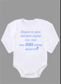 Uzun Kollu %100 Organik Pamuk Baskılı Bebek Body Çıtçıtlı Zıbın ZBN096 - 1