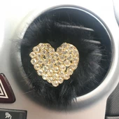 Kalpli Kristal Taşlı Havalandırma Klips Oto Kokusu Altın Siyah Tüylü - 1