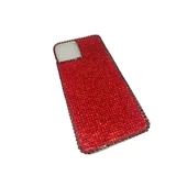 iPhone 12 Uyumlu  Kristal Taşlı Şeffaf Telefon Kılıfı Kırmızı - 1