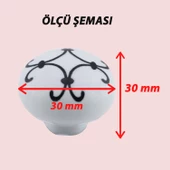 Defne Siyah Çizgili Beyaz Polimer Düğme Kulp Mantar Mobilya Mutfak Dolabı Çekmece Kulbu Kulpları thumbnail 2