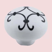 8 Adet Defne Siyah Çizgili Beyaz Polimer Düğme Kulp Mantar Mobilya Mutfak Dolabı Çekmece Kulbu Kulpları thumbnail 5