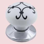 Defne Siyah Çizgili Beyaz Polimer Düğme Kulp Krom Tablalı Mobilya Mutfak Dolabı Çekmece Kulbu Kulpları thumbnail 5