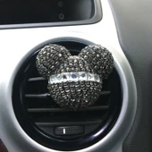 Kristal Taşlı Panda Havalandırma Klips Oto Kokusu Siyah - 1