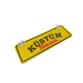 Küstüm Sana Yazılı Sarı Dekor Plaka Vantuzlu Cam Süsü 22x7.5cm KS2 - 1