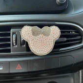 Kristal Taşlı Panda Pleksi Havalandırma Klips Oto Kokusu Gümüş Pembe - 1