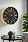 GOLD ÇERÇEVE ROMA RAKAM DUVAR SAATİ 50CM - 3