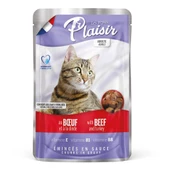 Plaisir 100Gr Pouch Beef and Dinde Sığır Hindi Etli 12Adet Kedi Maması thumbnail 3