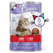 Plaisir 100Gr Pouch Beef and Dinde Sığır Hindi Etli 8Adet Kedi Maması - 2