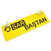 Sar Baştan Yazılı Sarı Dekor Plaka Vantuzlu Cam Süsü 22x7.5cm - 1