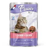 Plaisir 100Gr Pouch Salmon and Cod Somon Morina Etli 4Adet Kedi Maması thumbnail 9
