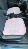 Yumuşak Tüylü Peluş Serme Oto Koltuk Koruyucu Minder Ön 2'li Pudra Pembe - 1