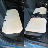 Yumuşak Tüylü Peluş Serme Oto Koltuk Koruyucu Minder Ön Arka Bej - 1