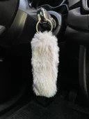 Yumuşak Tüylü Peluş Puf Anahtarlık Gri - 1