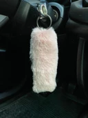 Yumuşak Tüylü Peluş Puf Anahtarlık Pudra Pembe - 1