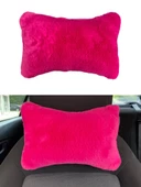 Yumuşak Peluşlu Ortopedik Araba Seyahat Boyun Yastığı Tekli Fuşya Pembe - 1
