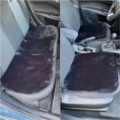 Yumuşak Tüylü Peluş Serme Oto Koltuk Koruyucu Minder Ön Arka Siyah - 1