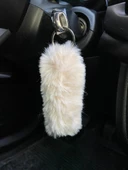 Yumuşak Tüylü Peluş Puf Anahtarlık Bej - 1