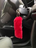 Yumuşak Tüylü Peluş Puf Anahtarlık Kırmızı - 1