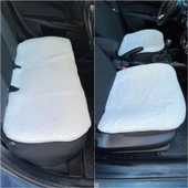 Yumuşak Tüylü Peluş Serme Oto Koltuk Koruyucu Minder Ön Arka Beyaz - 1