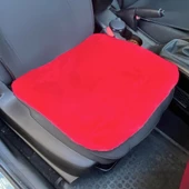 Yumuşak Tüylü Peluş Serme Oto Koltuk Koruyucu Minder Ön Tekli Kırmızı - 1
