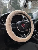 Yumuşak Tüylü Peluş Direksiyon Kılıfı Bej - 1